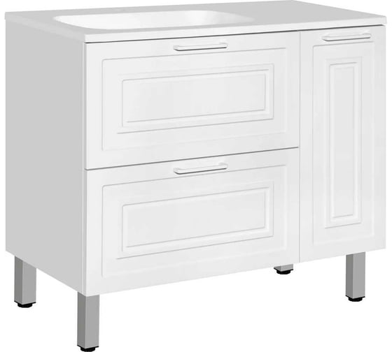 Изображение товара Универсальная тумба Style Line Альба 2 ящ./корзина Барселона 90 Левая, Люкс, белый, PLUS ЛС-00010052