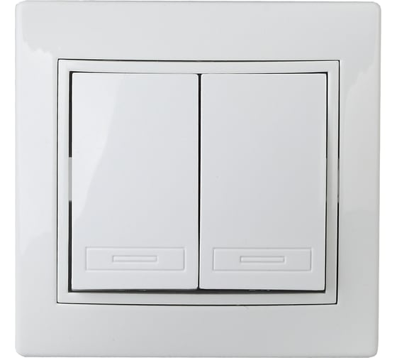 Изображение товара Двойной выключатель Intro Plano 1Э-104-01, 10А-250В, IP20, СУ, без лапок, белый, Б0053951