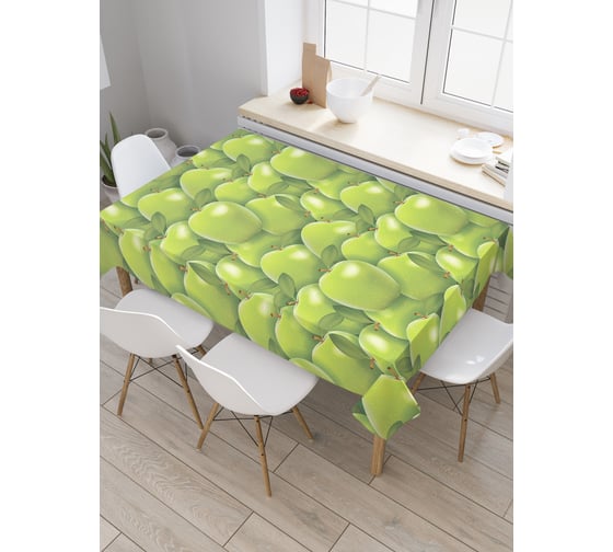 Изображение товара Прямоугольная скатерть JoyArty Зеленые яблоки из сатена tc_52715_120x145