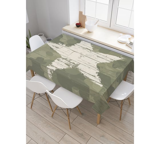 Изображение товара Прямоугольная скатерть JoyArty Военная звезда из сатена tc_5038_120x145