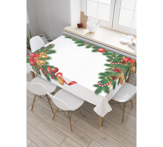 Изображение товара Прямоугольная скатерть JoyArty Елочные украшения из сатена tc_20312_120x145