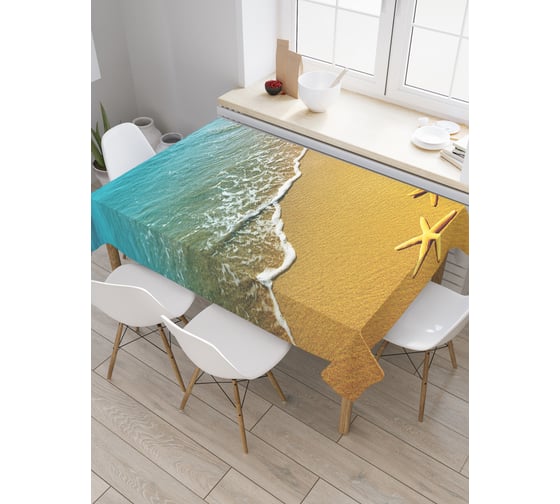 Изображение товара Прямоугольная скатерть JoyArty Морские Звезды на берегу из сатена tc_5008_120x145