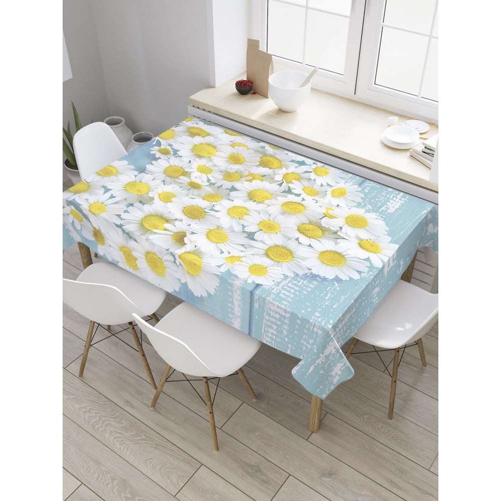 Изображение товара Скатерть JoyArty Ромашковое сердце прямоугольная из сатена 120х145 см