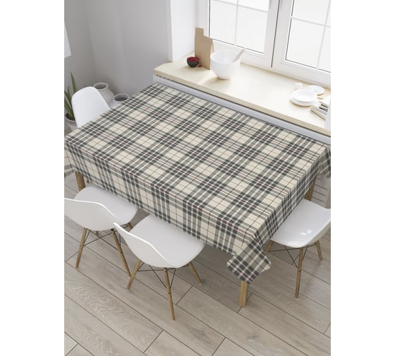 Изображение товара Прямоугольная скатерть JoyArty Коричневая клетка из сатена tc_31980_120x145