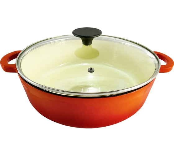 Изображение товара Жаровня со стеклянной крышкой MYRON COOK эмалированный чугун, 2 л MC0022