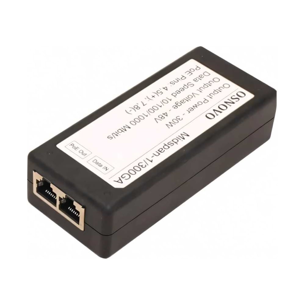 Изображение товара PoE-инжектор OSNOVO Ethernet Midspan 1/300GA для питания сетевых устройств