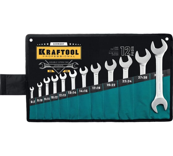 Изображение товара Набор рожковых гаечных ключей Kraftool 12 шт, 6 - 32 мм 27033-H12_z01