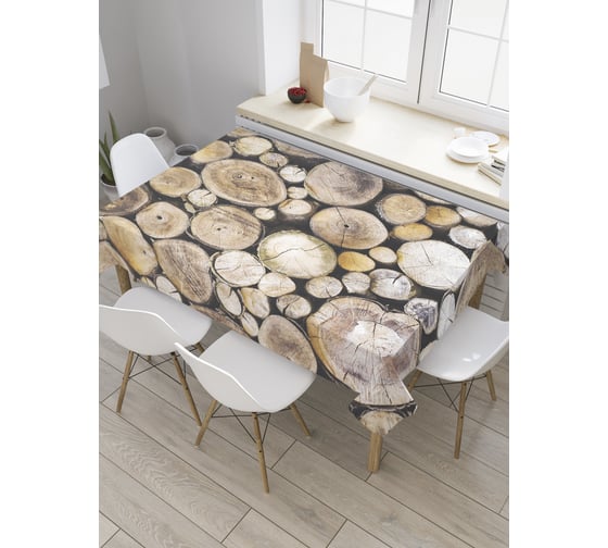 Изображение товара Прямоугольная скатерть JoyArty Срубы деревьев из сатена tc_35963_120x145