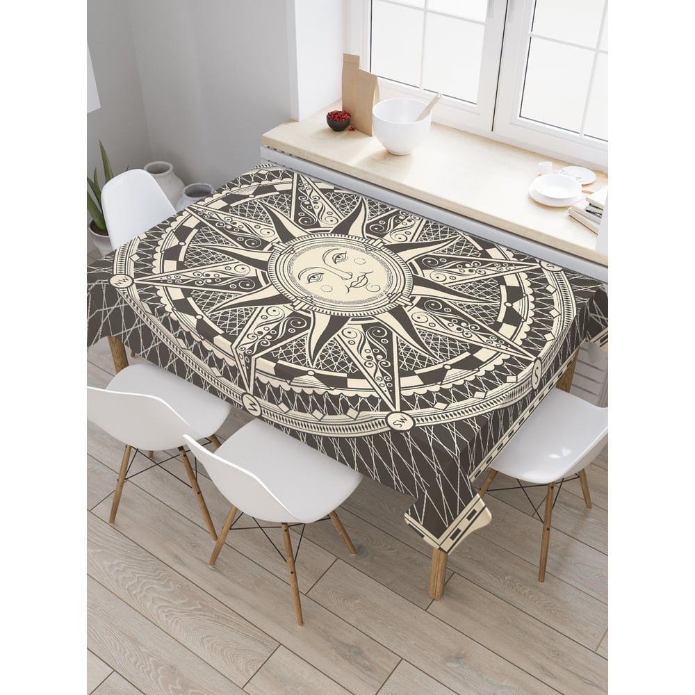 Изображение товара Прямоугольная скатерть JoyArty из сатена с солнцем 120x145 см современный стиль