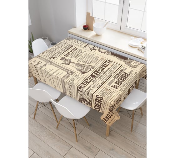 Изображение товара Прямоугольная скатерть JoyArty Газета в стиле Винтаж из сатена tc_29971_120x145