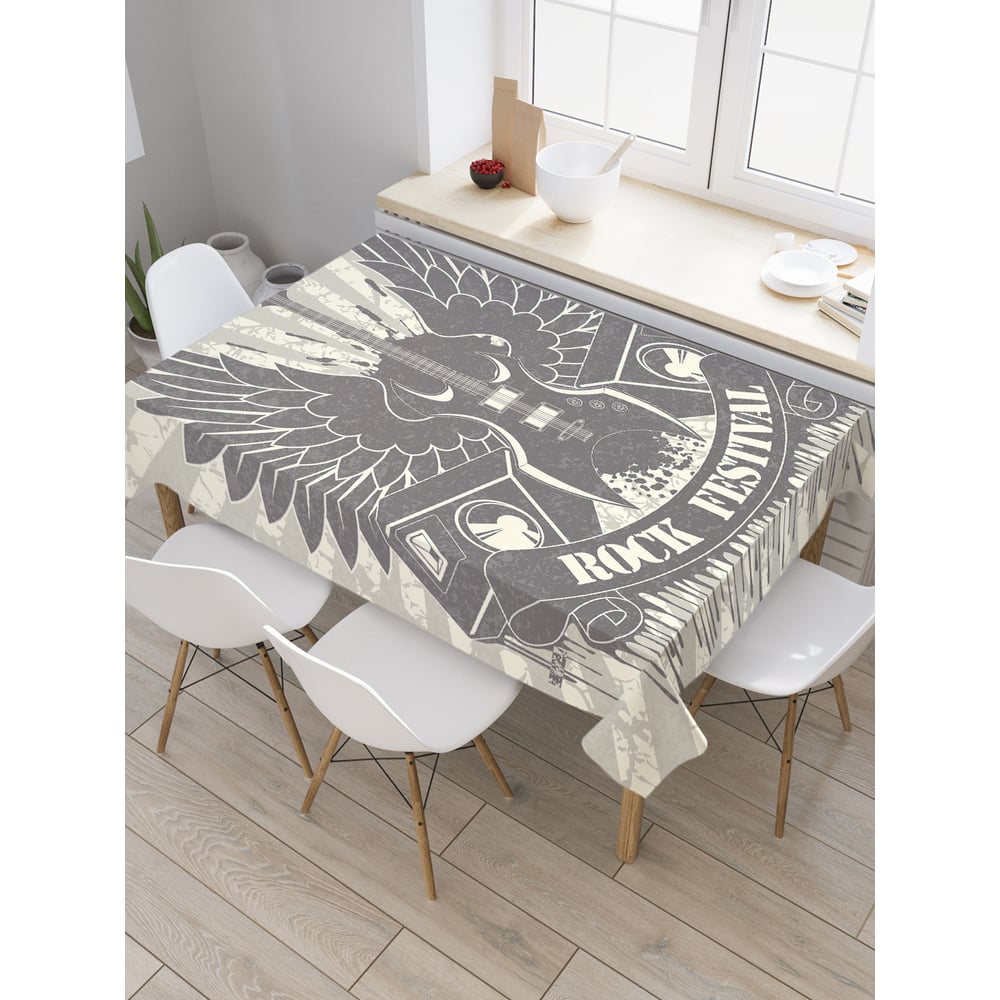 Изображение товара Прямоугольная скатерть JoyArty Гитара с крыльями из сатена 120x145 см