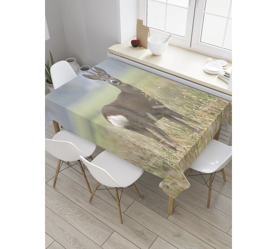 Изображение товара Прямоугольная скатерть JoyArty Газель в поле из сатена tc_35778_120x145