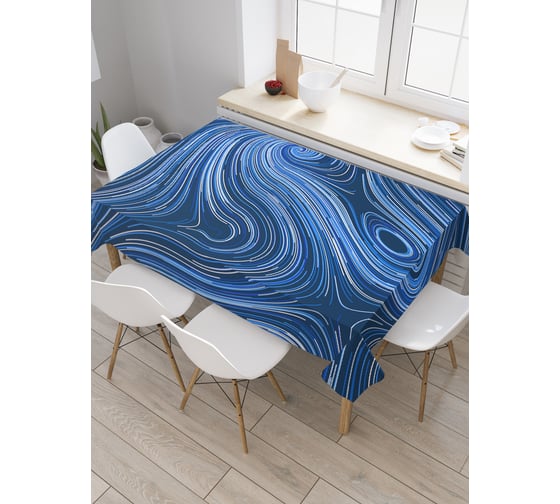 Изображение товара Прямоугольная скатерть JoyArty Синие вихри из сатена tc_213169_120x145