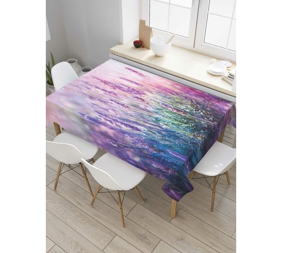 Изображение товара Прямоугольная скатерть JoyArty Горная лаванда из сатена tc_39846_120x145