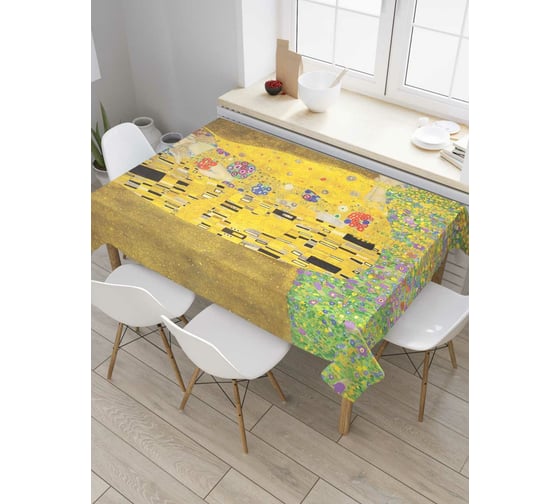 Изображение товара Прямоугольная скатерть JoyArty Густав Климт Поцелуй из сатена tc_4889_120x145