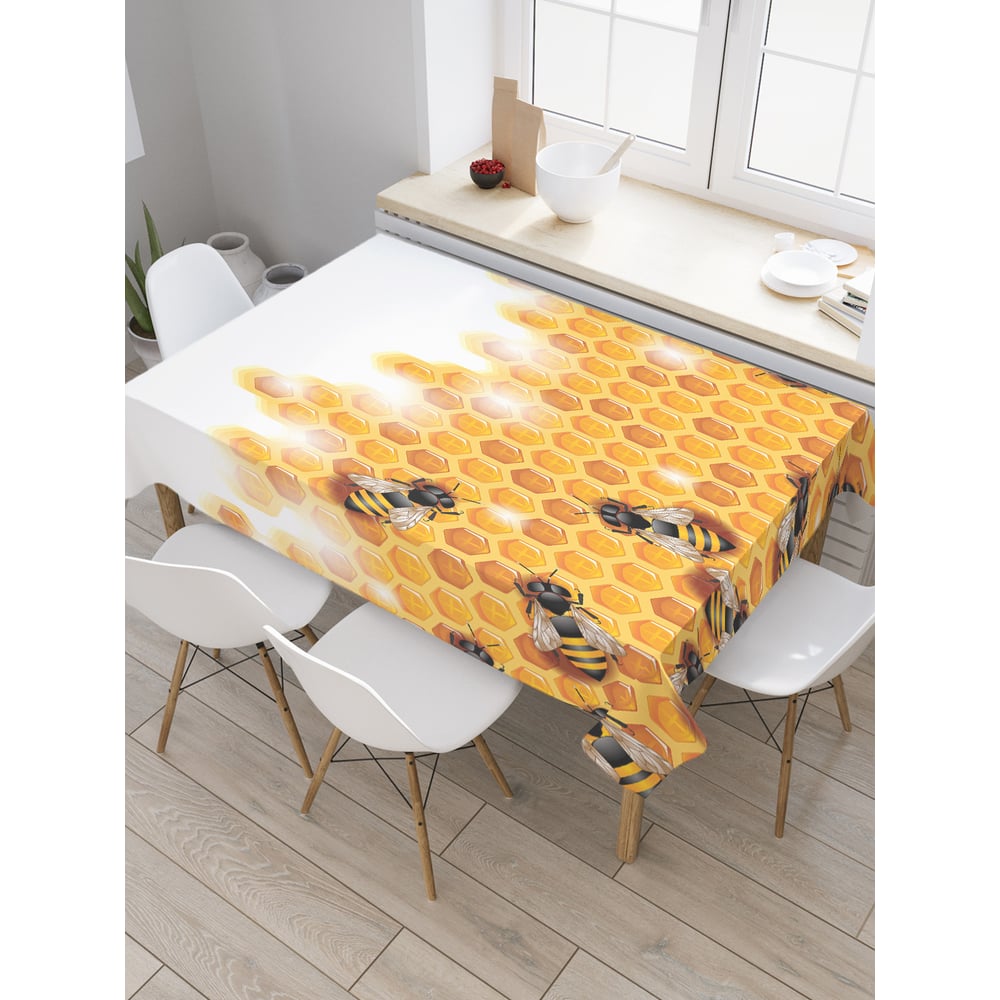 Изображение товара Прямоугольная скатерть JoyArty Пчелы на сотах сатен 120x145 см