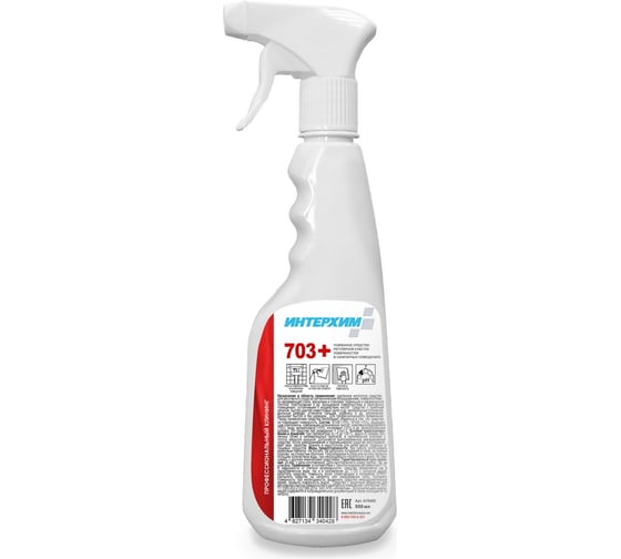 Изображение товара Усиленное средство очистки поверхностей в санитарных помещениях ИНТЕРХИМ 703 PLUS 0.5 л ih70405