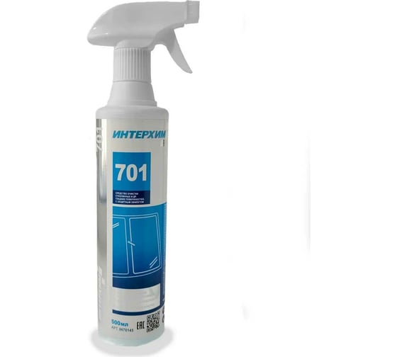 Изображение товара Средство очистки стеклянных и др. гладких поверхностей ИНТЕРХИМ 701 с защитным эффектом, 0.5 л ih70145