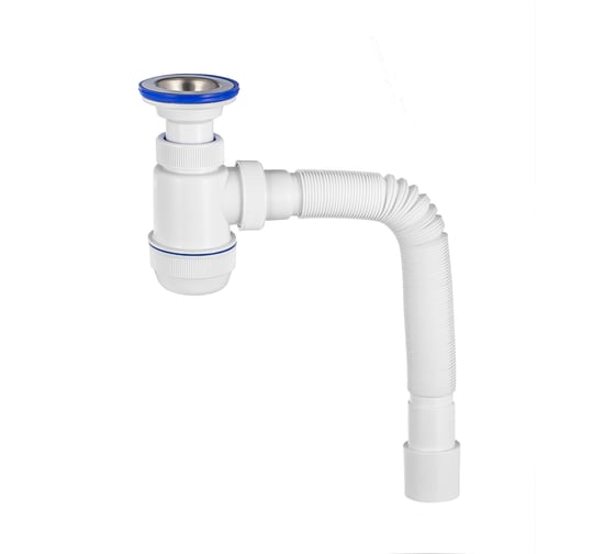 Изображение товара Сифон VIRPLAST МИНИ Элит 1.1/2 х40/50 с литым выпуском, нерж.чашкой 70мм и гибкой трубой 100311 30980676