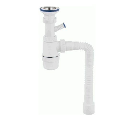 Изображение товара Сифон VIRPLAST Элит 1.1/2 с нерж.чашкой, с отводом д/ст.м и гофрой 40/50 L800мм 100410 30986143
