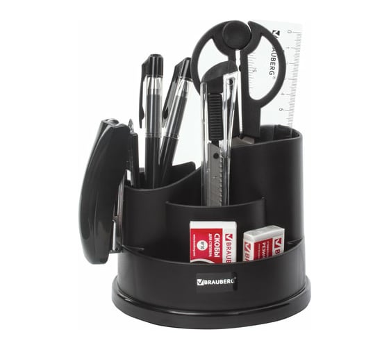 Изображение товара Канцелярский набор BRAUBERG Рапсодия, 10 предметов, вращающаяся конструкция, черный 236953