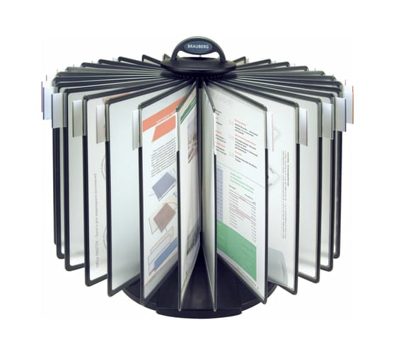 Изображение товара Настольная демосистема BRAUBERG на 30 панелей, с 30 серыми панелями А4, вращающаяся 231237