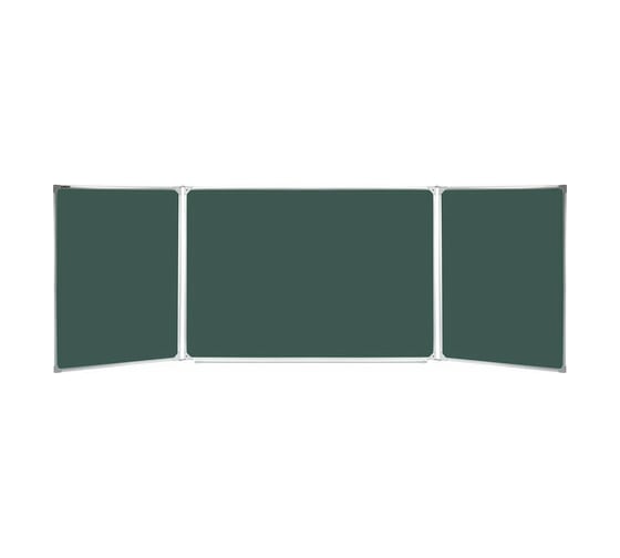 Изображение товара Магнитная доска для мела BRAUBERG 3-х элементная, 100 х150/300 см, доп. линия/клетка, зеленая 236972