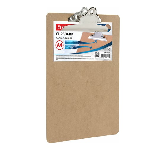 Изображение товара Доска-планшет BRAUBERG Eco с прижимом бабочка, А4, 230х326 мм, МДФ, 3 мм 232228