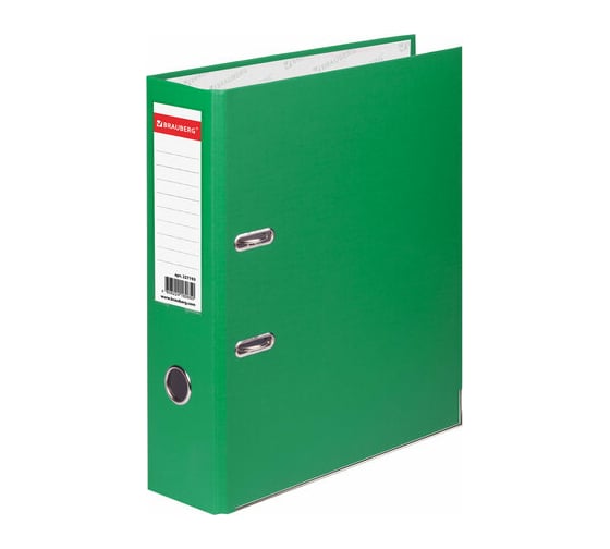 Изображение товара Папка-регистратор BRAUBERG с покрытием из ПВХ, 80 мм, с уголком, зеленая удвоенный срок службы 227193