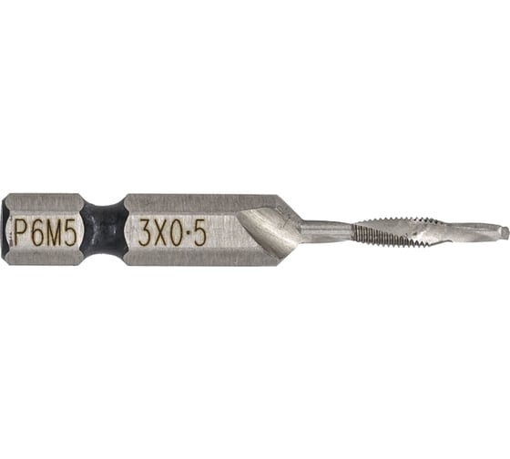 Изображение товара Сверло-метчик комбинированный М3, 3 мм, шаг 0.5 мм, длина 49 мм, хвостовик 1/4", РемоКолор 35-5-904
