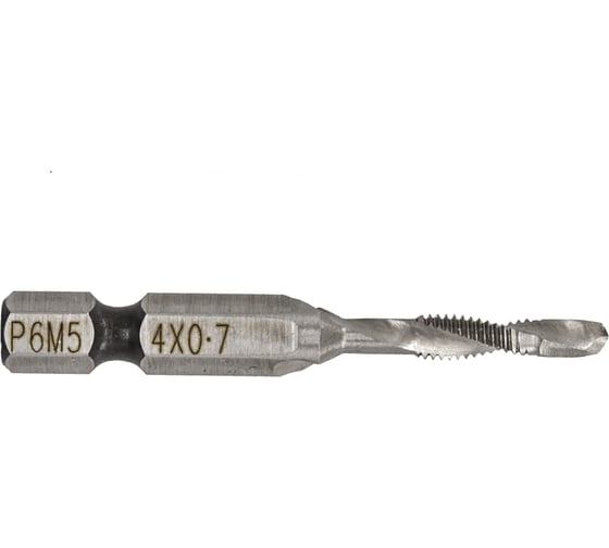 Изображение товара Сверло-метчик комбинированный М4, 4 мм, шаг 0.7 мм, длина 52 мм, хвостовик 1/4", РемоКолор 35-5-905