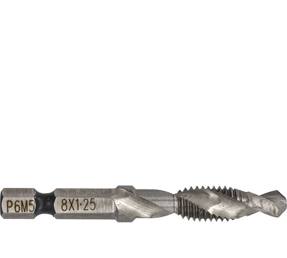 Изображение товара Сверло-метчик комбинированный М8, 8 мм, шаг 1.25 мм, длина 64 мм, хвостовик 1/4", РемоКолор 35-5-910
