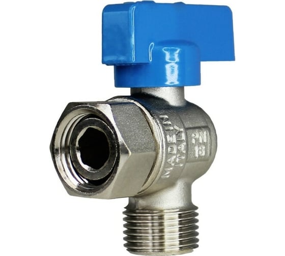 Изображение товара Шаровой кран ELSEN угловой, 3/4", 3/4", НВ, ручка-флажок синяя с НГ EV96.3434
