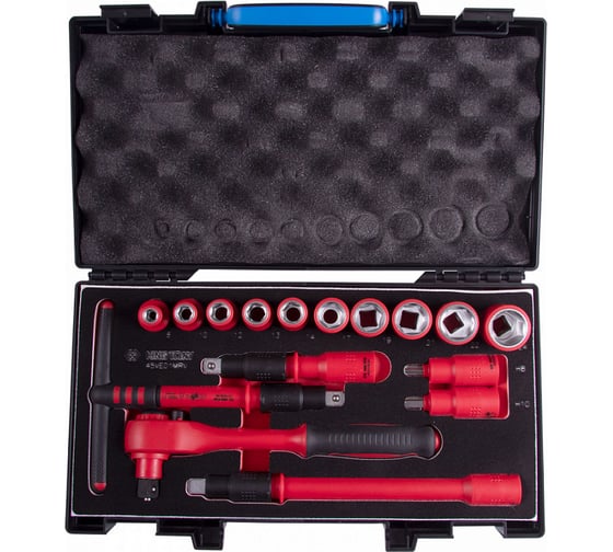 Изображение товара Набор торцевых диэлектрических головок KING TONY 1/2, шестигранные, 8-24 мм, 16 пр 45VE01MRV