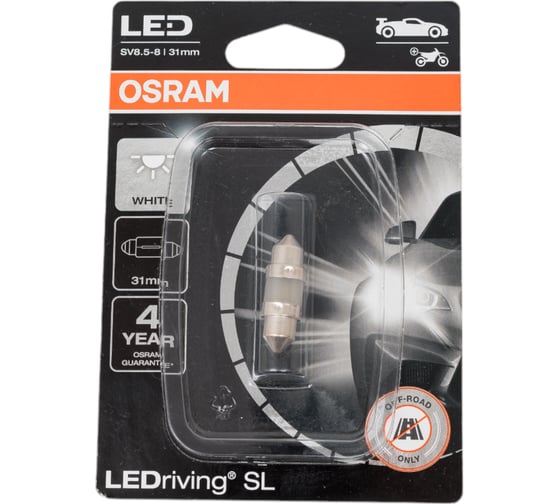 Изображение товара Автолампа Osram C5W SV8.5/8 LED 31мм блистер, 1шт 12V 6438DWP-01B