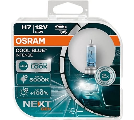 Изображение товара Автолампа Osram H7 55 PX26d COOL BLUE INTENSE, 2шт 5000K 12V 64210CBN-HCB