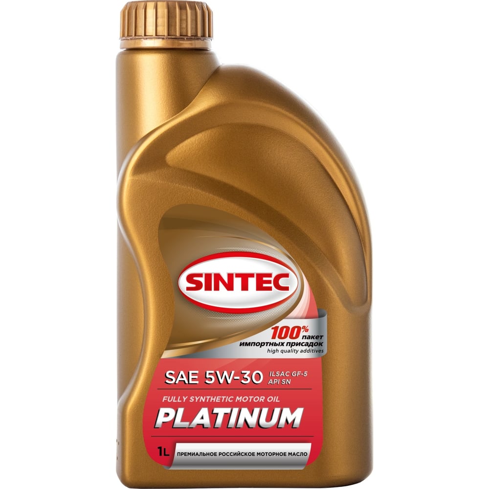 Моторное синтетическое масло Sintec 5W30 801972 PLATINUM SAE 5W-30 API SN, ILSAC GF-5 - фото 1