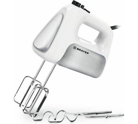 Изображение товара Миксер BRAYER 5 режимов, 2 крюка, 2 венчика BR1303