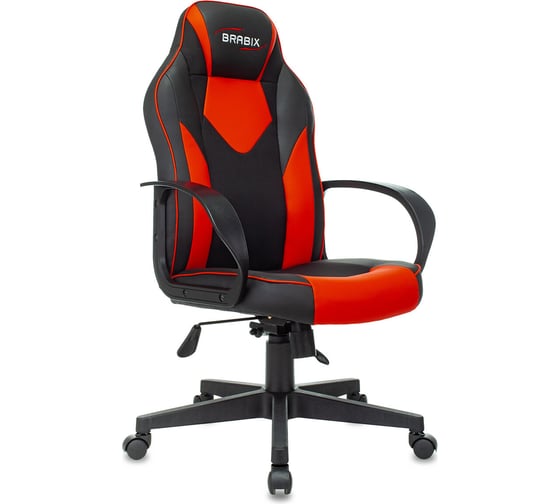 Изображение товара Компьютерное кресло BRABIX Game GM-017, экокожа/ткань, черное/красное 532642