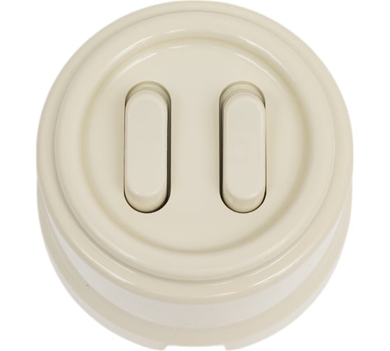 Изображение товара Выключатель 2-кл., пластик, цвет Слоновая кость (клавишный) Bironi B1-222-211