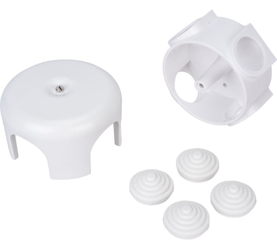 Изображение товара Распределительная коробка Bironi 78мм, пластик, цвет белый (4 кабельных ввода в комплекте) B1-521-21-K