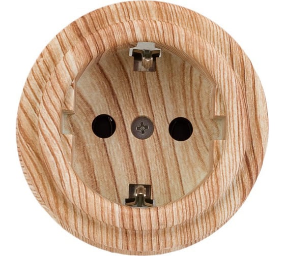 Изображение товара Розетка с заземляющим контактом Bironi пластик, цвет Карельская Сосна B1-101-13