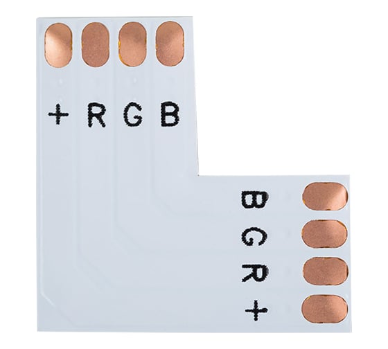 Изображение товара Соединительная плата Lamper 4 Pin L типа для RGB светодиодных лент 10 мм, 10 шт 144-123