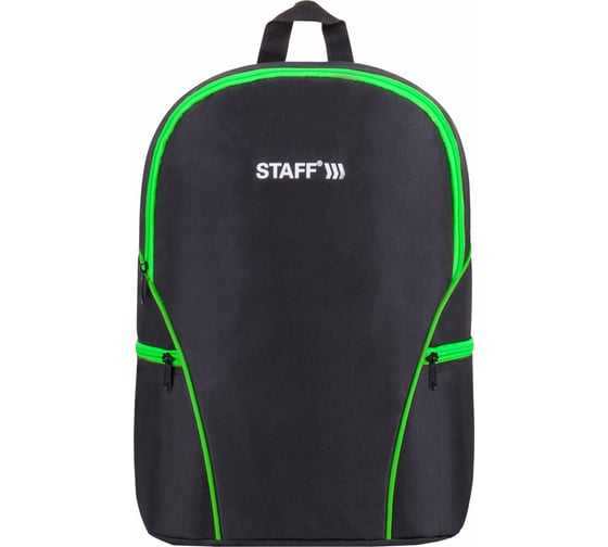 Изображение товара Универсальный рюкзак Staff TRIP, 2 кармана, черный с салатовыми деталями, 40x27x15,5см, 270788