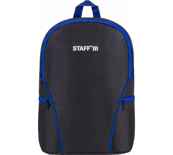 Изображение товара Универсальный рюкзак Staff TRIP, 2 кармана, черный с синими деталями, 40x27x15,5см, 270786