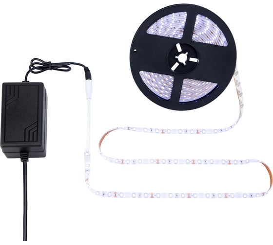 Изображение товара Комплект светодиодной ленты Lamper 5 м IP65 с блоком питания, холодное белое свечение 142-401