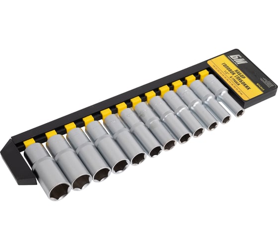 Изображение товара Набор головок глубоких 6-гранных (12 шт; 10, 11, 12, 13, 14, 15, 16, 17, 18, 19, 21, 22 мм; 1/2"DR; CrV) БМ 971312
