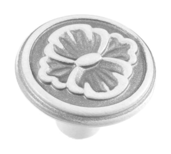 Изображение товара Мебельная ручка-кнопка Левша FB-025 000 серебро, прованс/9003, белый, матовый У8-0409