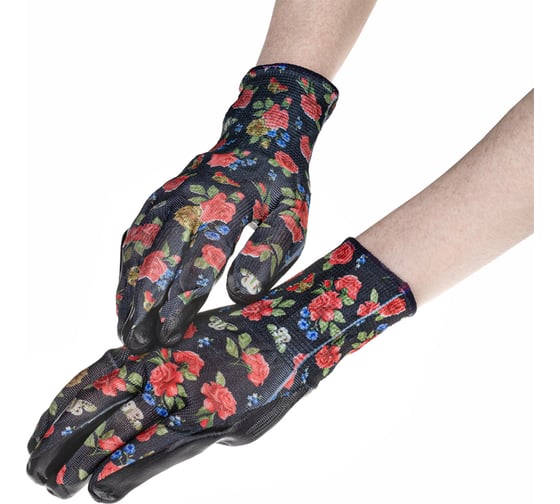 Изображение товара Садовые перчатки MasterProf, цветные, полиэстер с обливкой из нитрила, размер M ДС.070792