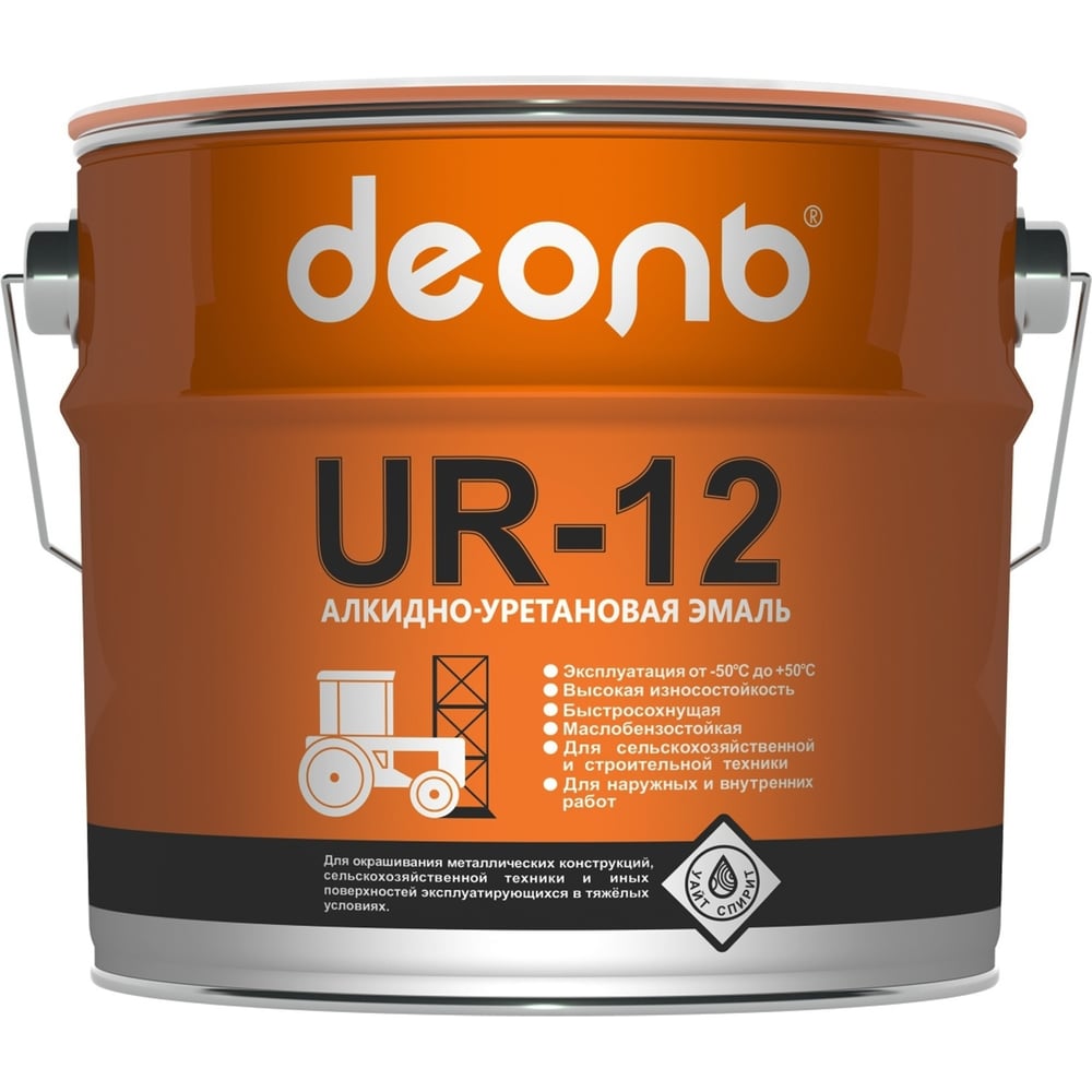 Изображение товара Автоэмаль ДЕОЛЬ UR-12 белая быстросохнущая глянцевая 20л